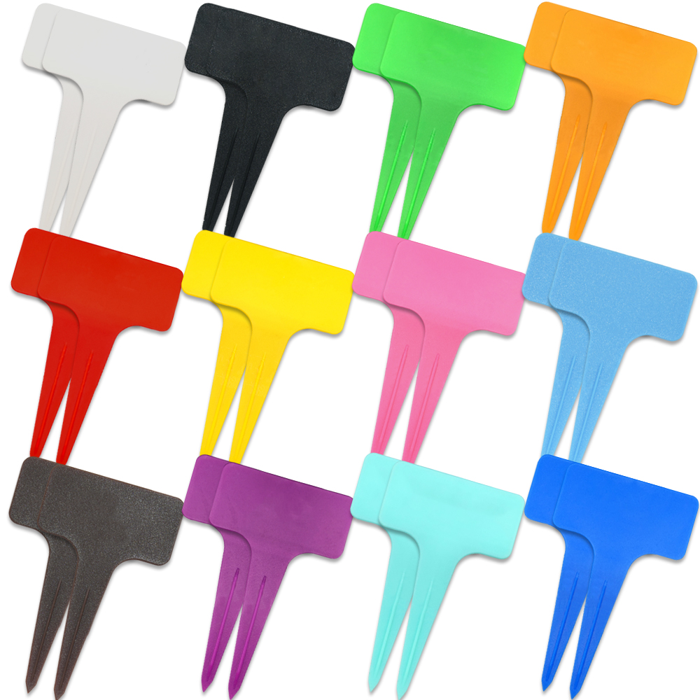 Plant Label Tags - 15PCS 12 Colors 60x100MM T-Shape Plastic