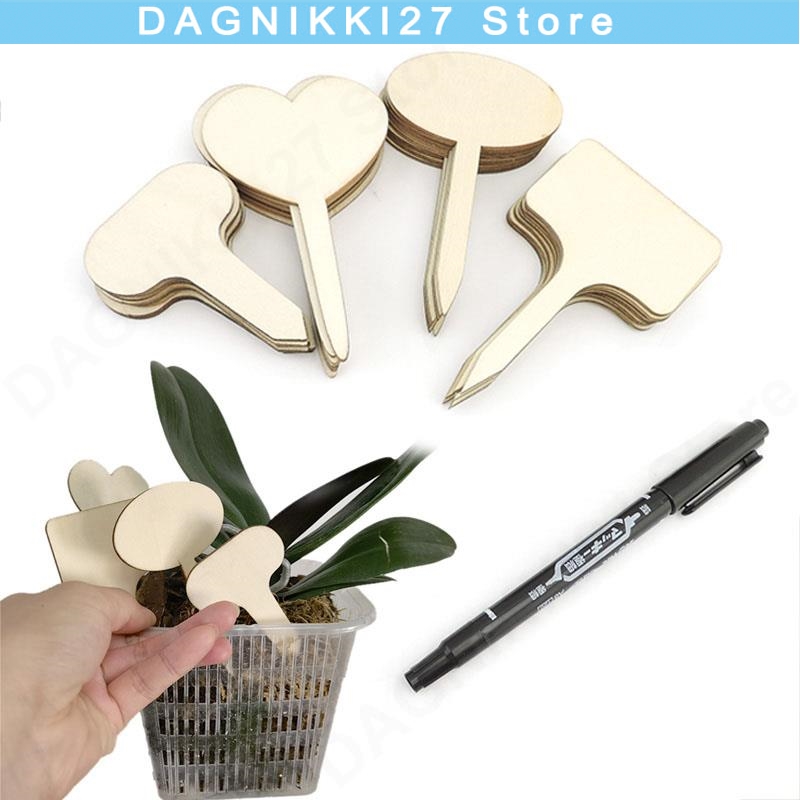 Plant Label Tags - 10x T-Type Wooden Plant Labels Eco-Friendly