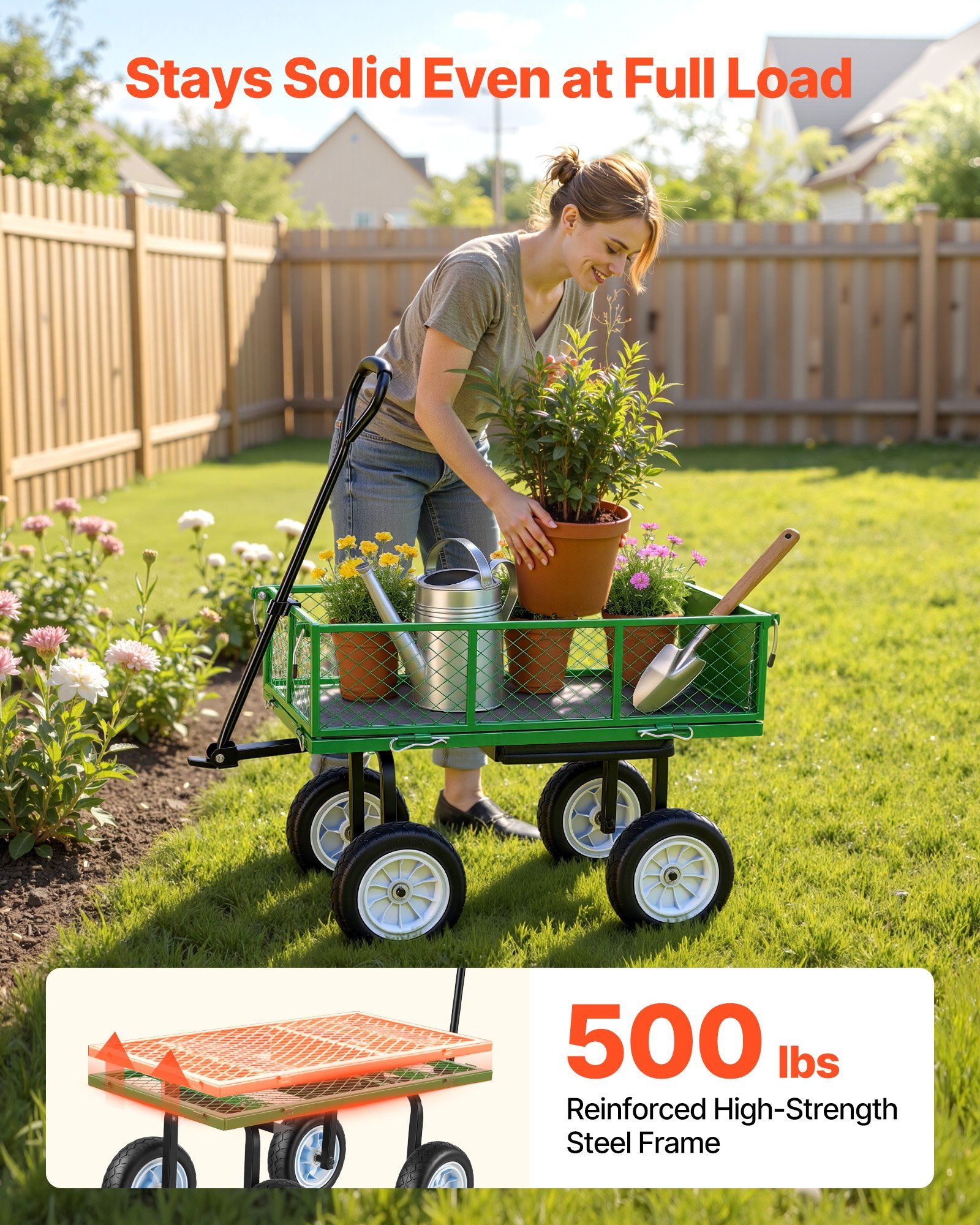 Gardening Tools Heavy Duty - Garden Cart with Seat, 500 LBS,
