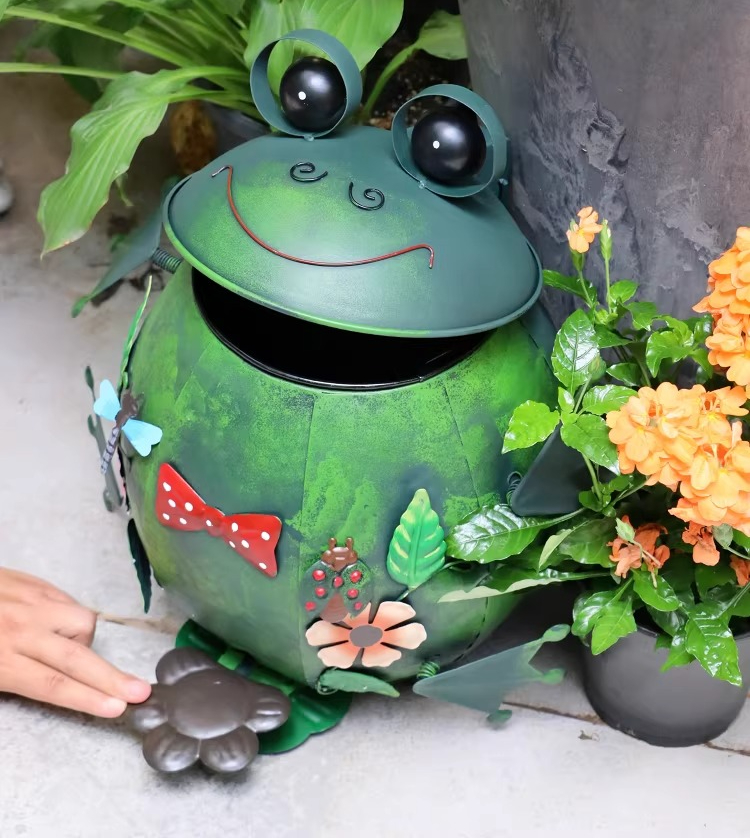Gardening Tools Cartoon - Wrought iron trash can outdoor garden