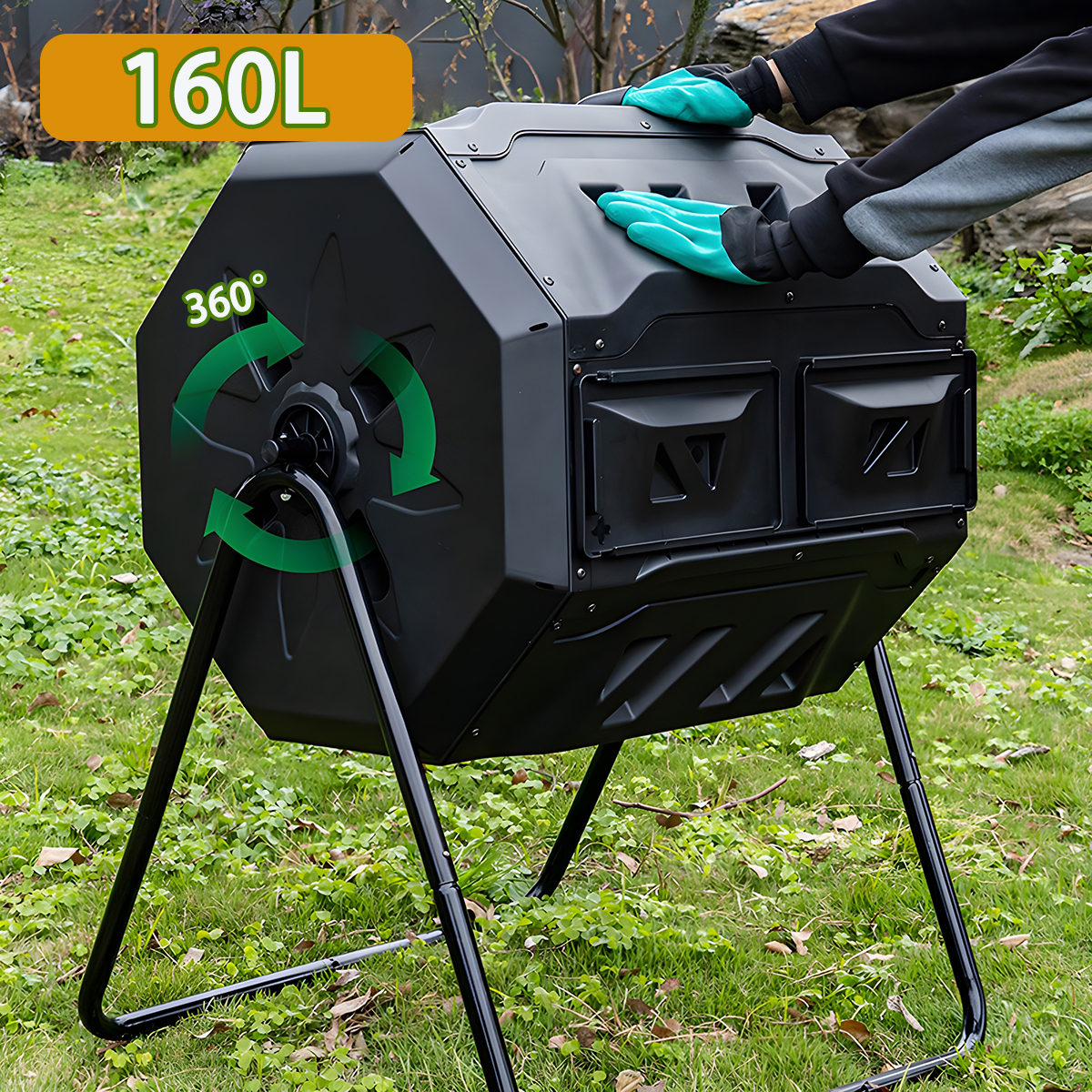 Compost Bin - 160L Courtyard Composting Bin Garden Large