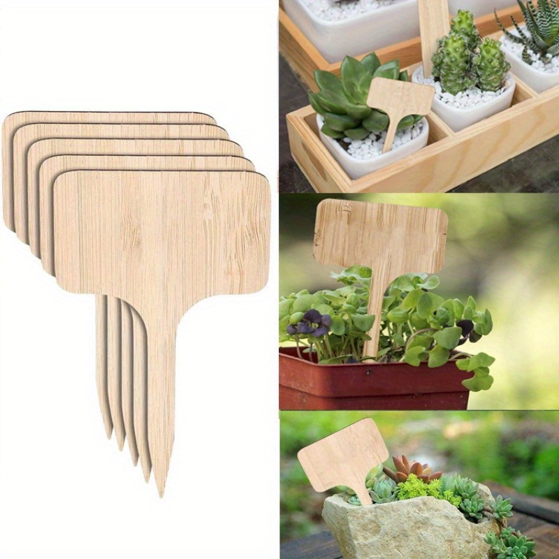 Plant Label Tags - Bamboo Plant Labels, T-Type Wooden Plant