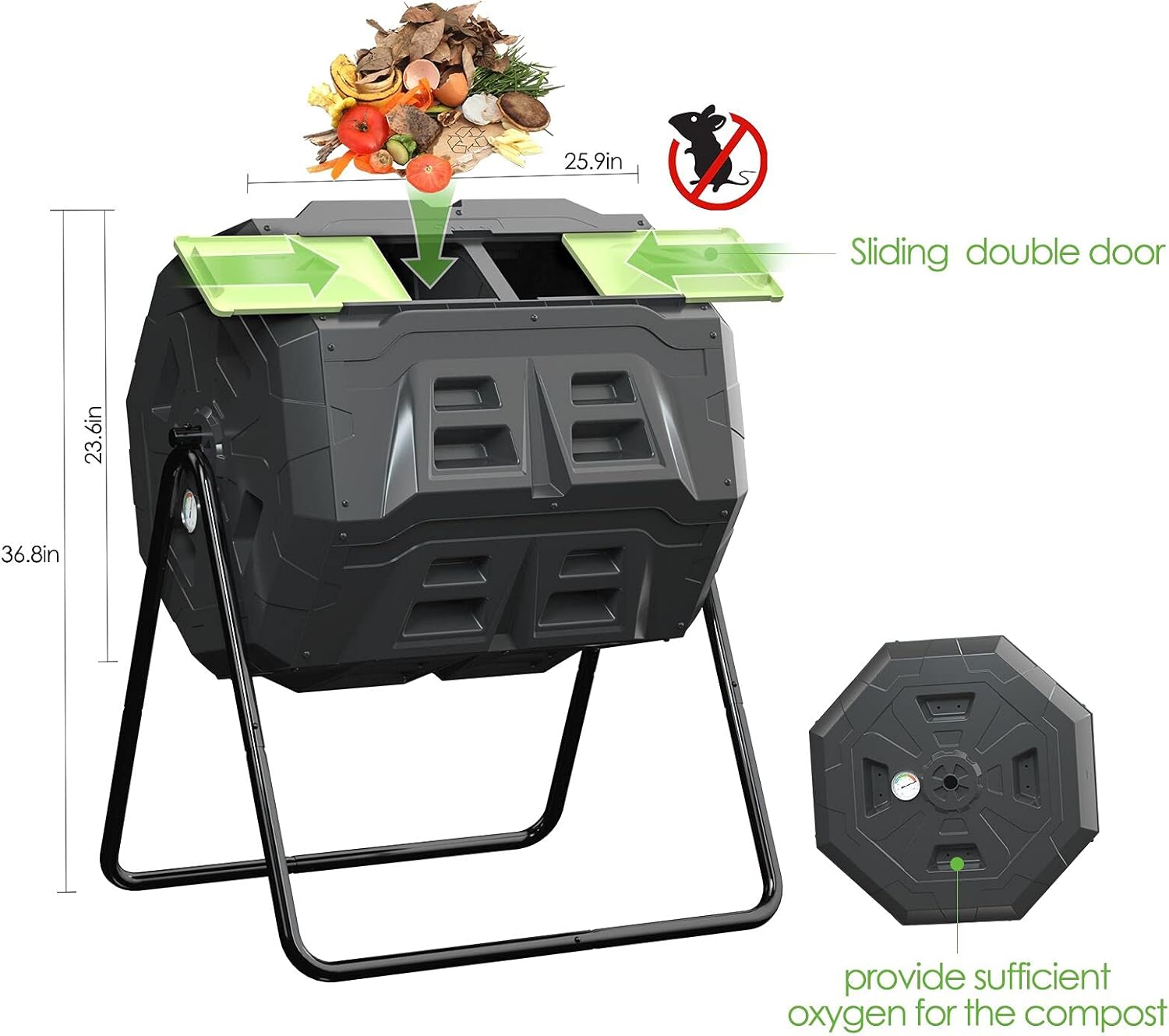 Large Compost Tumbler Bin for  - Compost Bin reseña y precio