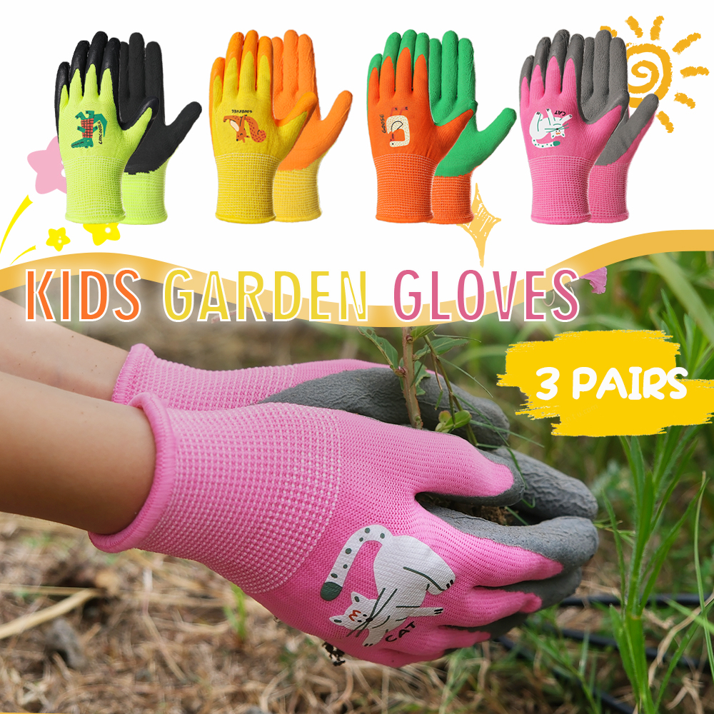 3 Pairs Kids Gardening Gloves  - Gardening Tools Kit For Kids reseña y precio
