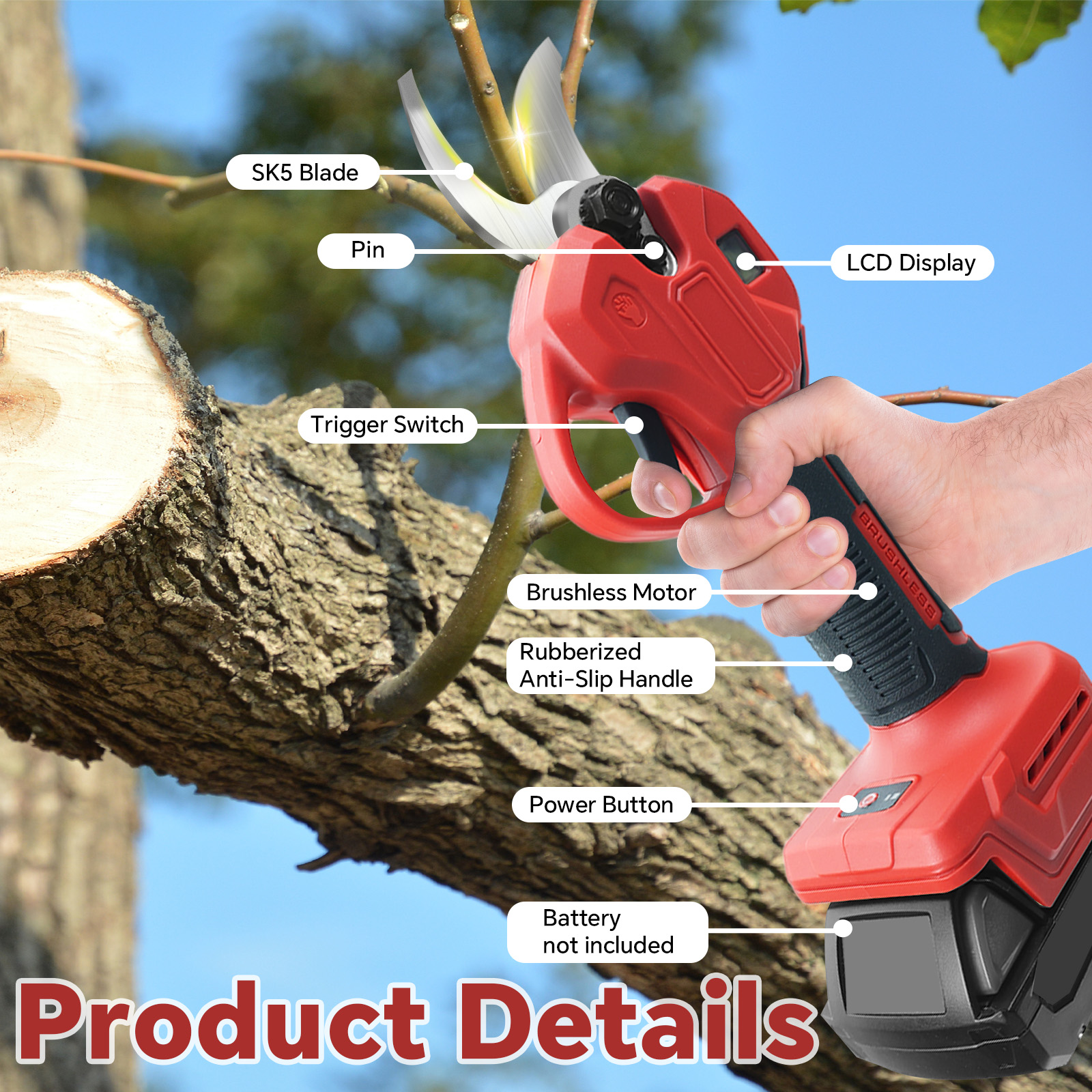 30mm Brushless Electric Prunin - Gardening Tools Usa reseña y precio