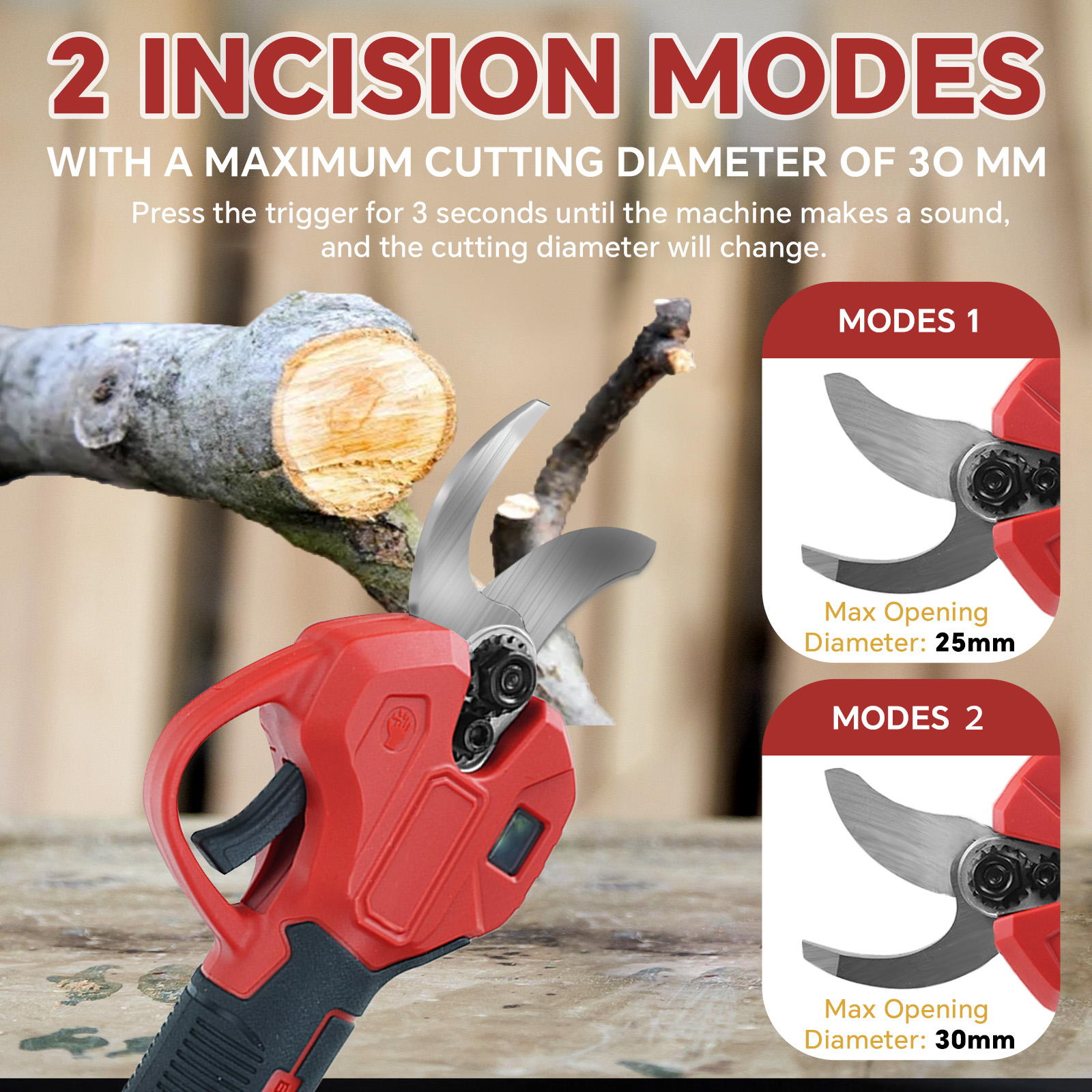 30mm Brushless Electric Prunin - Gardening Tools Usa reseña y precio
