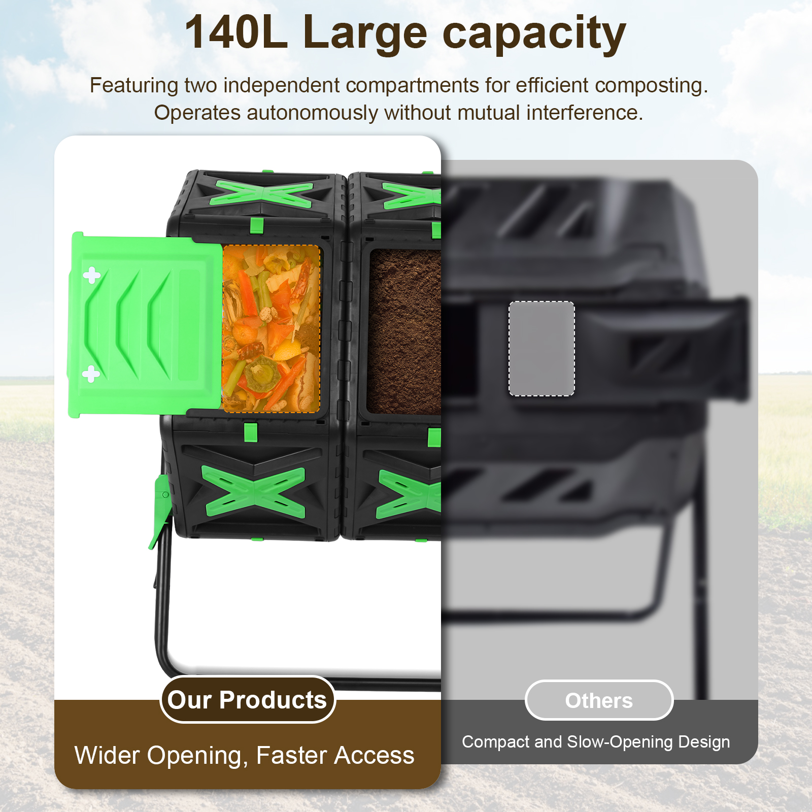 140L Dual Chamber Compost Bin  - Compost Bin reseña y precio