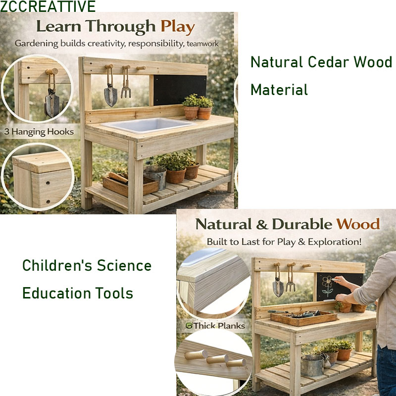 ZCCREATTIVE Children Wooden Po - Gardening Tools 5 Year Old reseña y precio