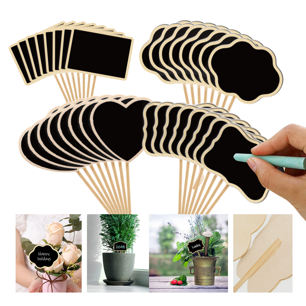 10PCS Wood Mini Chalkboard Sig - Plant Label Tags reseña y precio