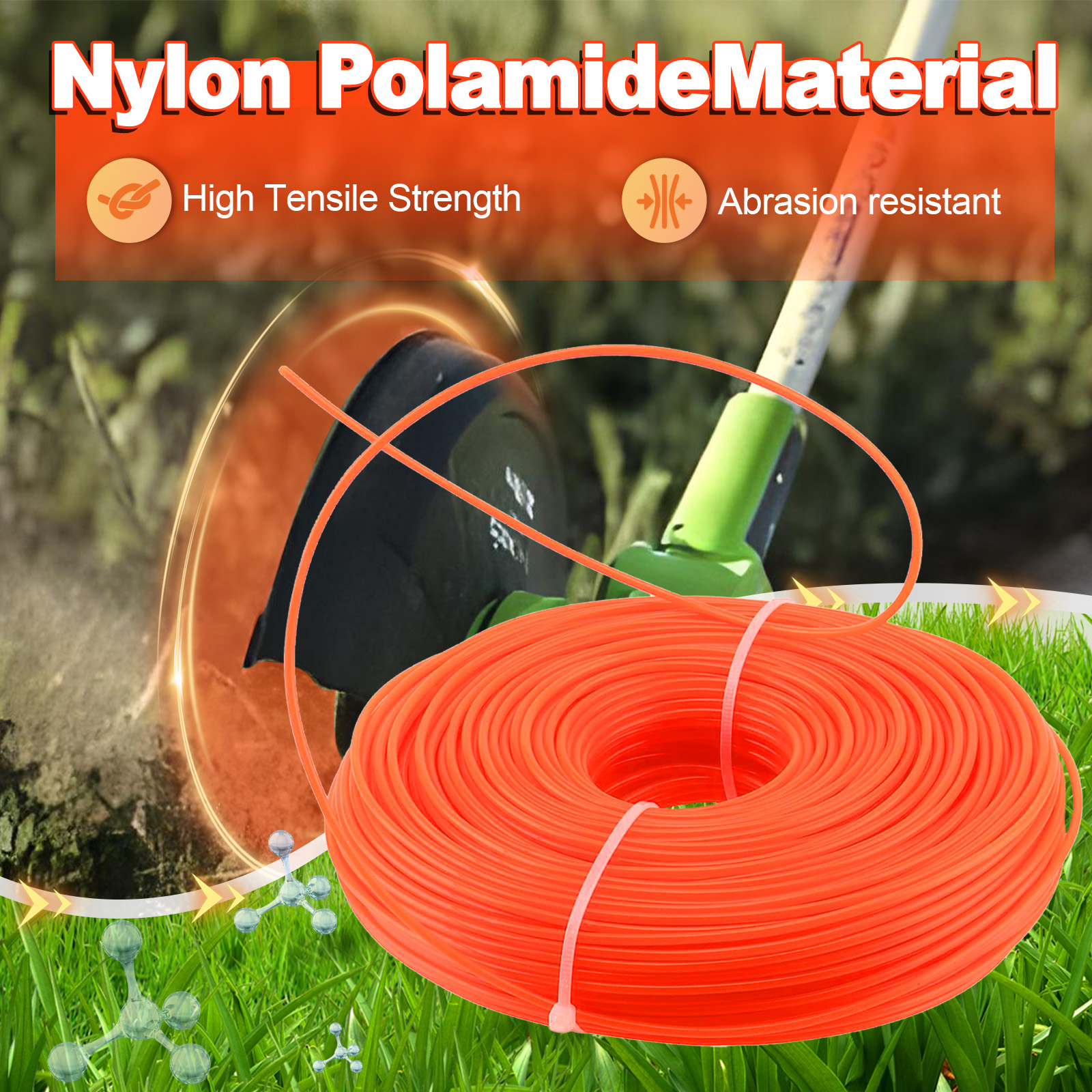 1.6mm～3mm*15M Round Nylon Trim - Gardening Tools Grass Cutter reseña y precio