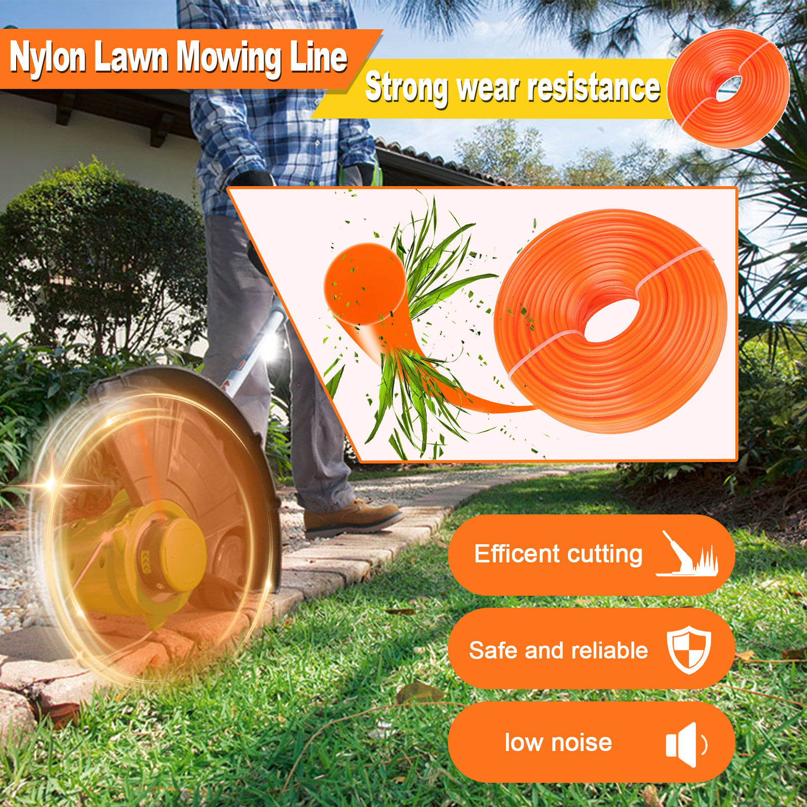 1.6mm～3mm*15M Round Nylon Trim - Gardening Tools Grass Cutter reseña y precio