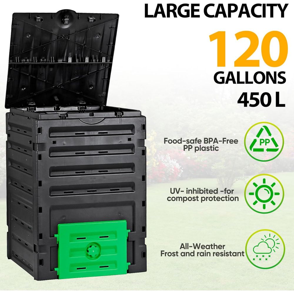 120 Gallon 450L Black Compost  - Compost Bin reseña y precio