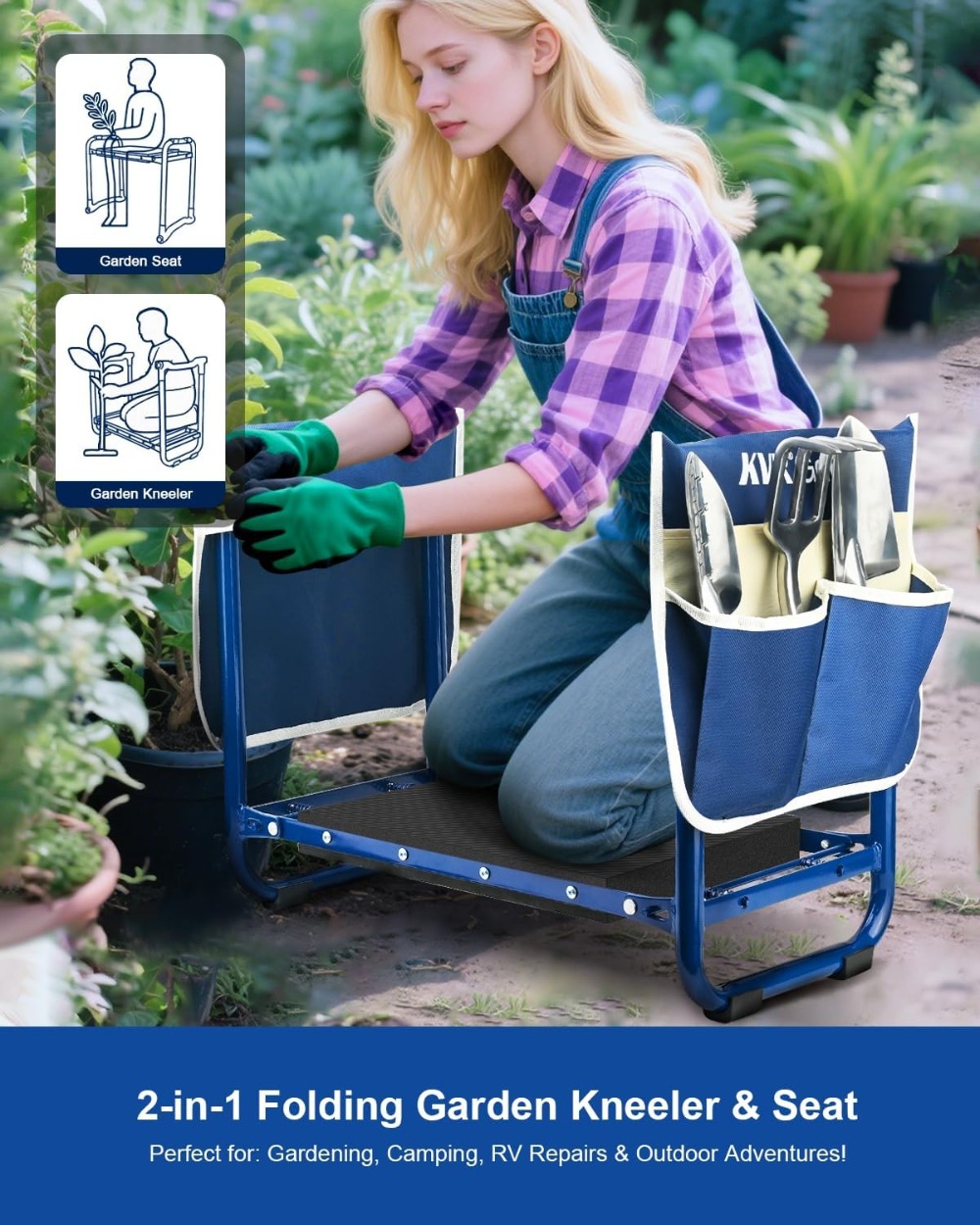 7-Piece Garden Kneeler and Sea - Gardening Tools Heavy Duty reseña y precio