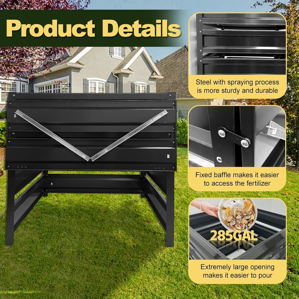 Compost Bin Outdoor - 285 Gall - Compost Bin reseña y precio